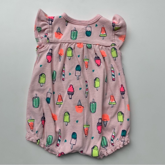 3/$10 CARTERS Baby girl popsicle romper nb - Picture 2 of 3